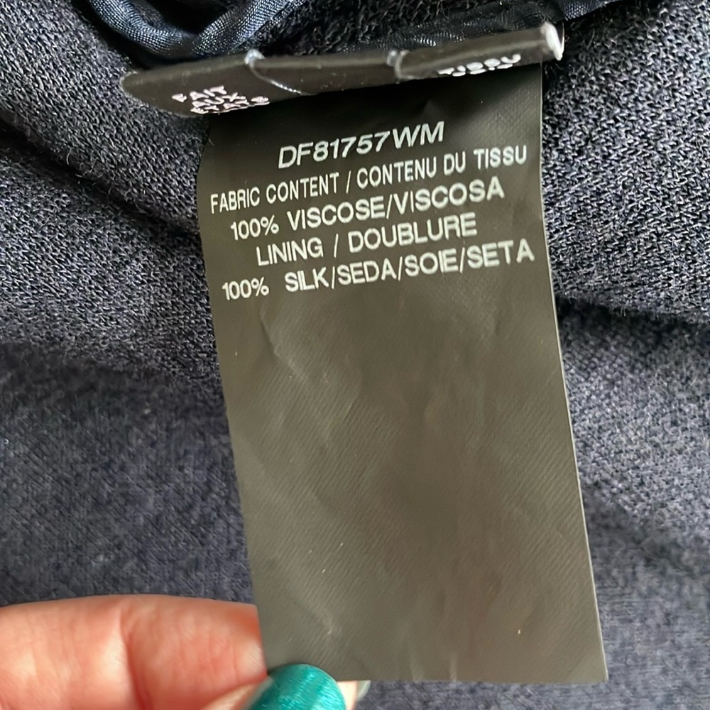 Derek Lam Snapped Long Sleeve Wool Crepe Tunic Top dark blue, size US 4 - Picture 16 of 16